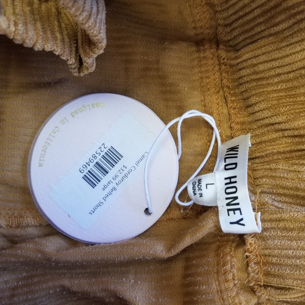 NWT Wild Honey Camel Corduroy Shorts - Picture 8 of 8